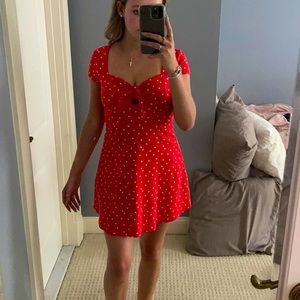 Forever 21 Red Pokadot Sun Dress w/ front tie